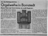 Zeitungausschnitt Orgelweihe in Bornstedt